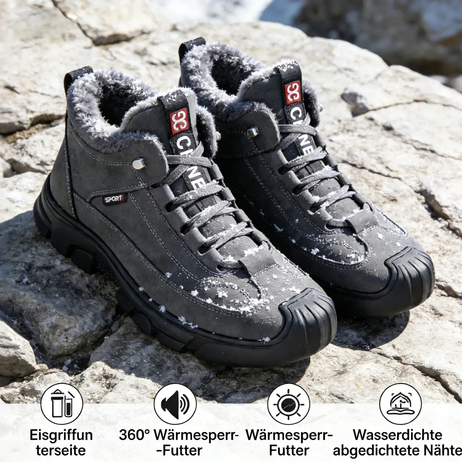 ❄️ArcticWalk Herren-Winterstiefel – mit Fell gefütterte, wasserdichte Schneewanderschuhe für extreme Wärme und Komfort