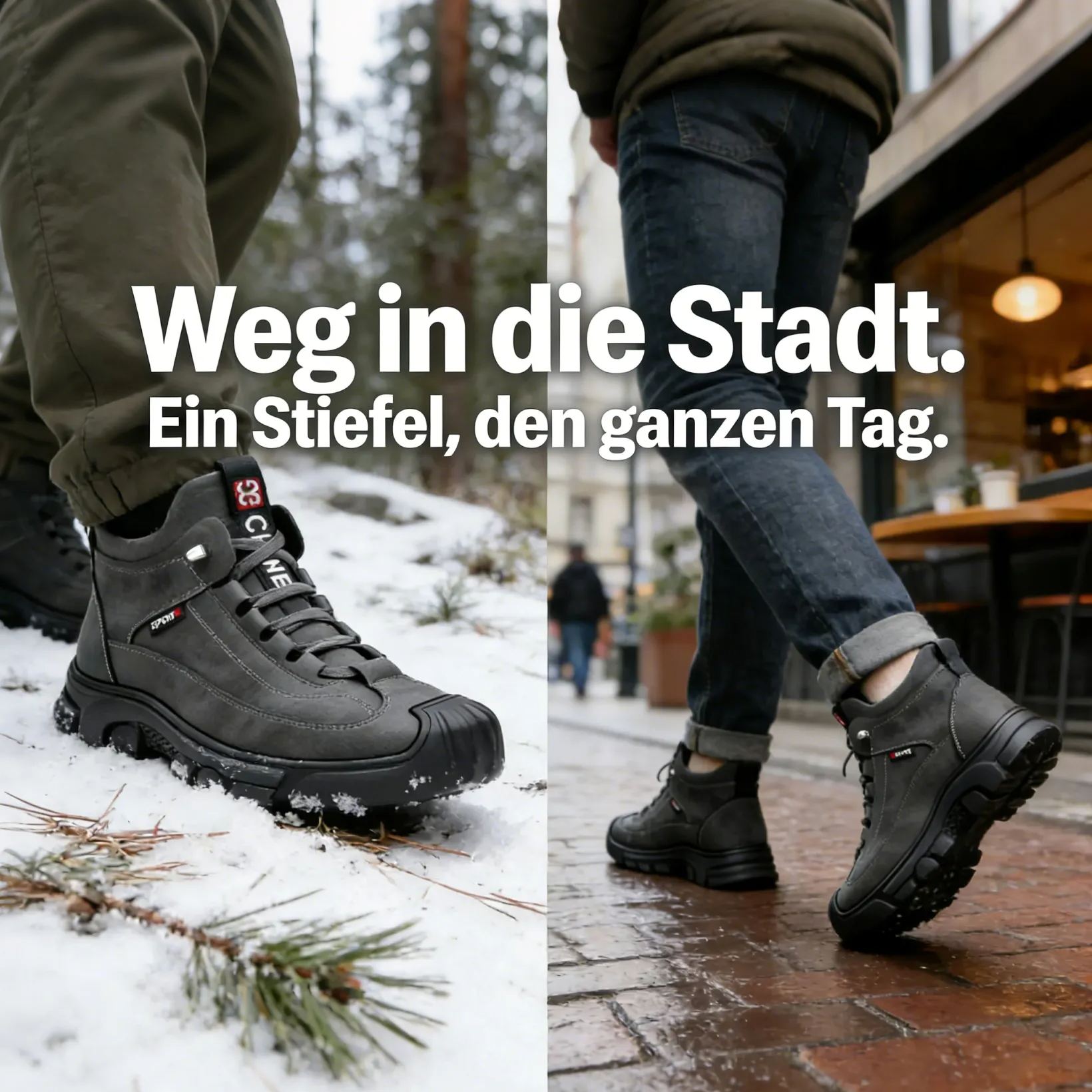 ❄️ArcticWalk Herren-Winterstiefel – mit Fell gefütterte, wasserdichte Schneewanderschuhe für extreme Wärme und Komfort