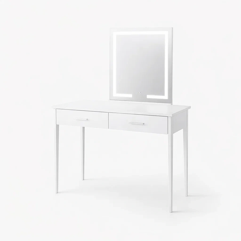 Vanity White MDF with LED Mirror and Drawers-CHICROOMZ