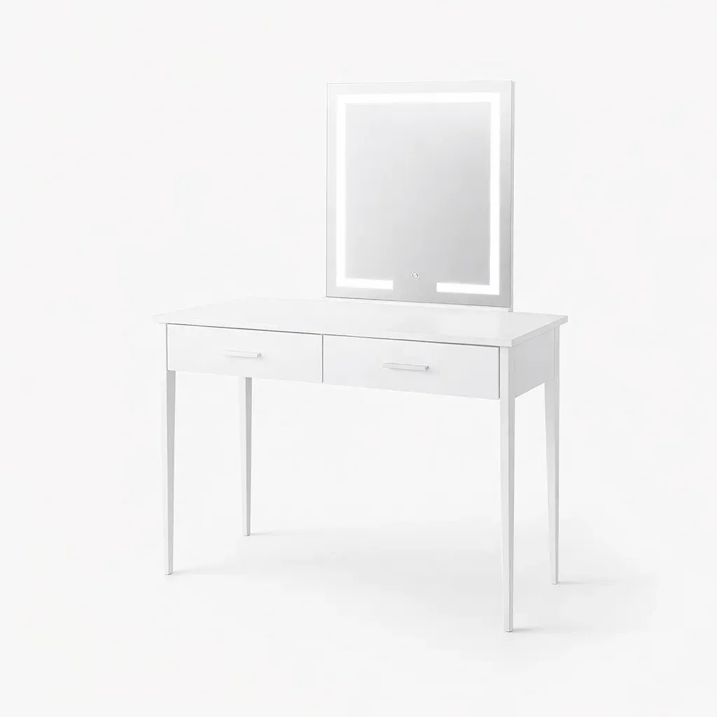 Vanity White MDF with LED Mirror and Drawers-CHICROOMZ