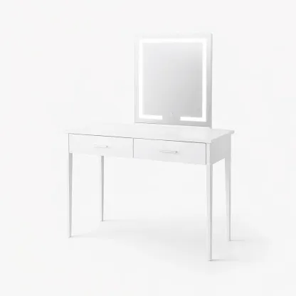 Vanity White MDF with LED Mirror and Drawers-CHICROOMZ