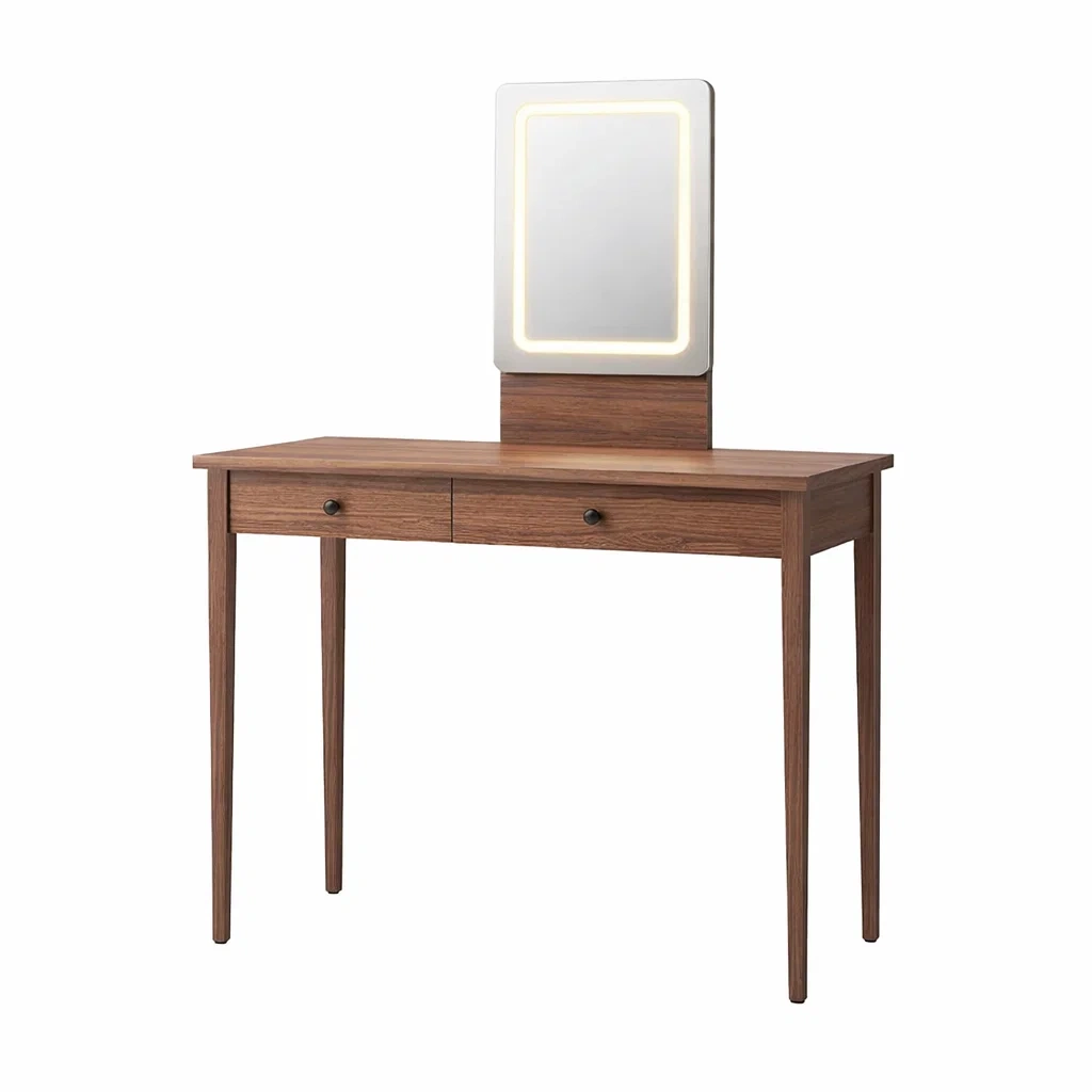 Vanity Wood with LED Mirror and Drawers-CHICROOMZ