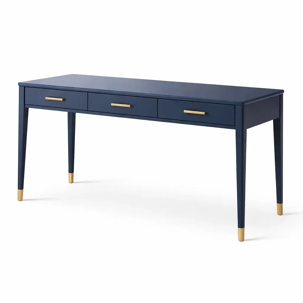 Writing Desk Wood with Drawers MDF Metal Handles Blue 150 x 60 x 75 cm-CHICROOMZ