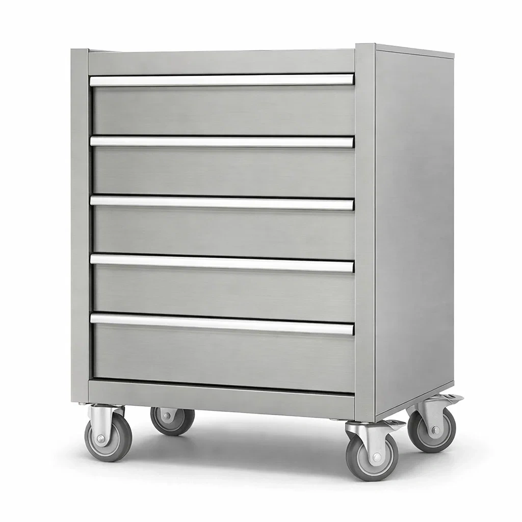 Tool Storage Stainless Steel Mobile Cabinet with 5 Drawers-CHICROOMZ