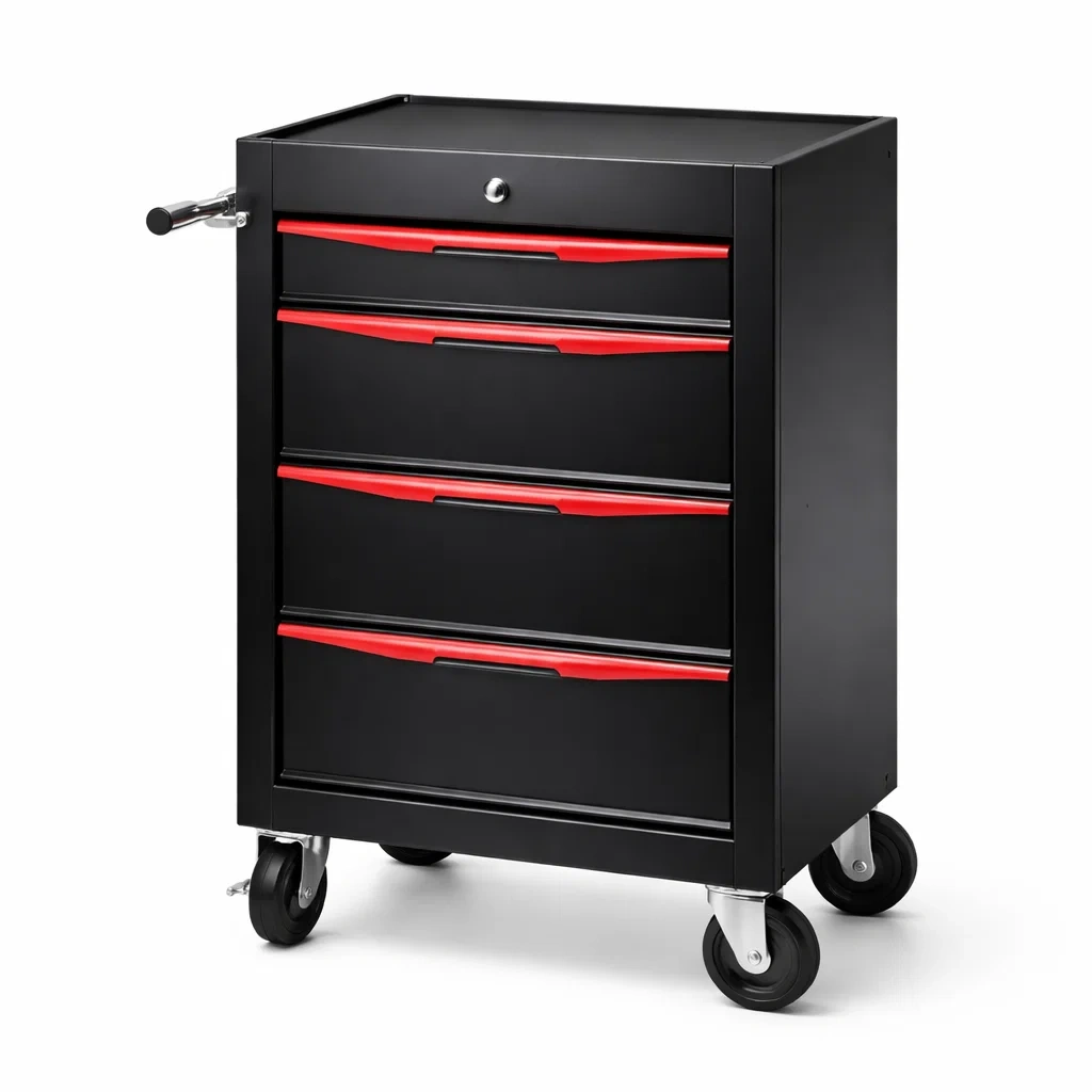 Tool Storage Steel Cabinet with 4 Drawers Black-CHICROOMZ