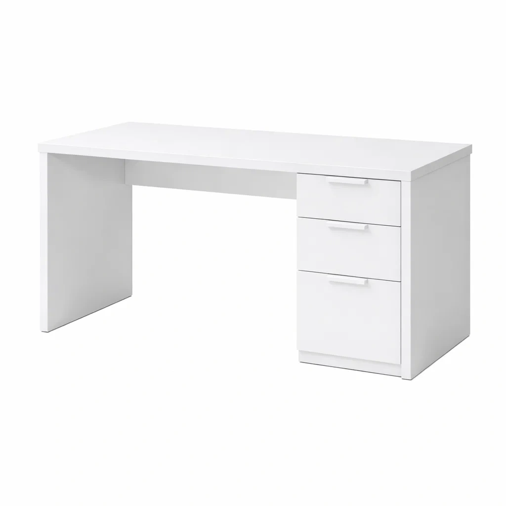 Writing Desk White MDF with Three Drawers-CHICROOMZ