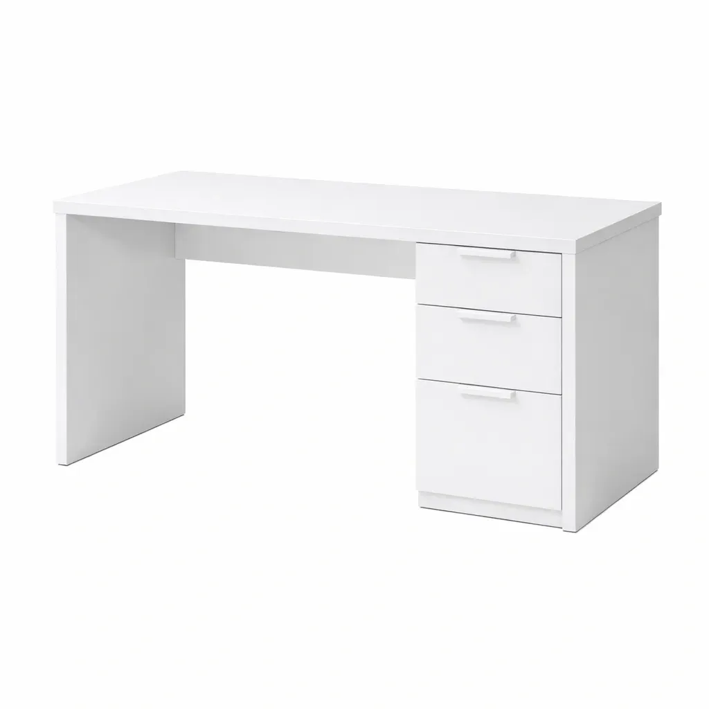 Writing Desk White MDF with Three Drawers-CHICROOMZ