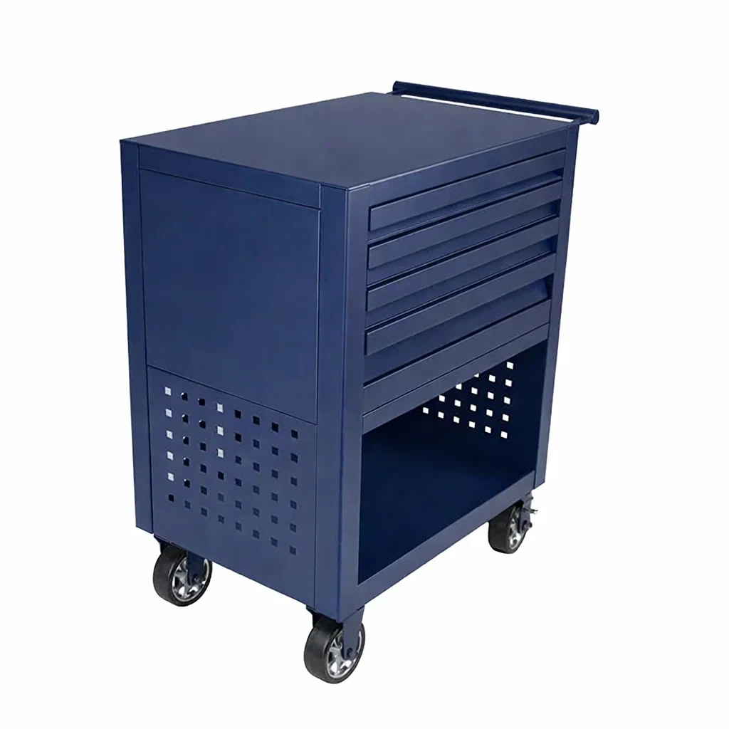Tool Storage Mobile Metal Cart with 4 Drawers Blue 61 cm x 89 cm x 33 cm-CHICROOMZ