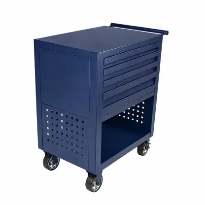 Tool Storage Mobile Metal Cart with 4 Drawers Blue 61 cm x 89 cm x 33 cm-CHICROOMZ