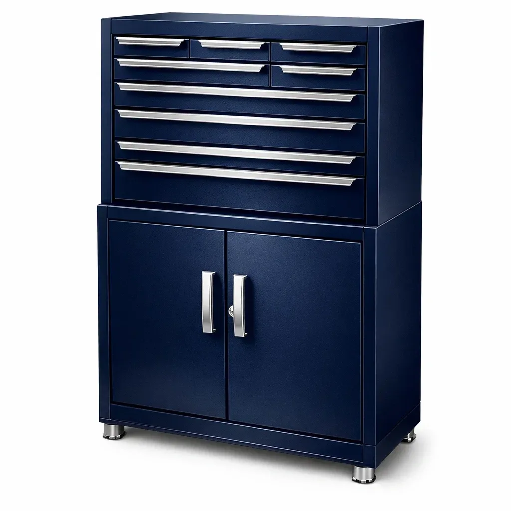 Tool Storage Steel Cabinet with Drawers and Doors Blue-CHICROOMZ