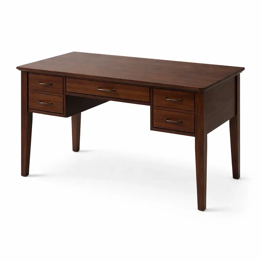 Writing Desk Wooden with Five Drawers Brown-CHICROOMZ