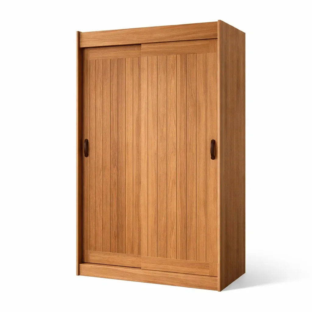 Wardrobe Wooden Sliding Door Natural Pine-CHICROOMZ