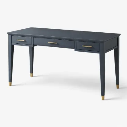 Writing Desk MDF Metal Rectangular Navy Blue-CHICROOMZ
