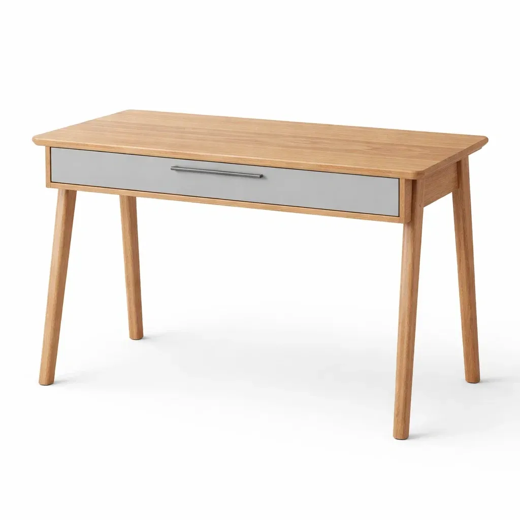 Writing Desk Oak with MDF Drawer Light Grey-CHICROOMZ