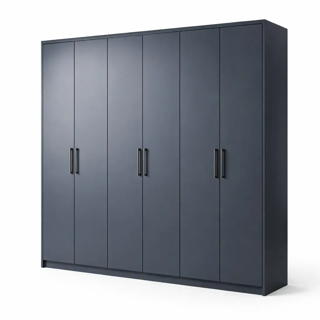 Wardrobe MDF Matte Finish Grey Six-Door 240 cm x 60 cm x 220 cm-CHICROOMZ