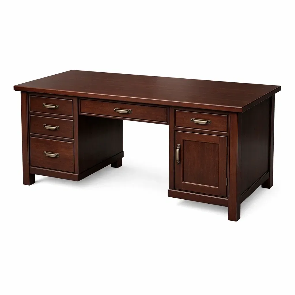 Writing Desk Wood Rectangular Solid Wood Veneer Brown-CHICROOMZ