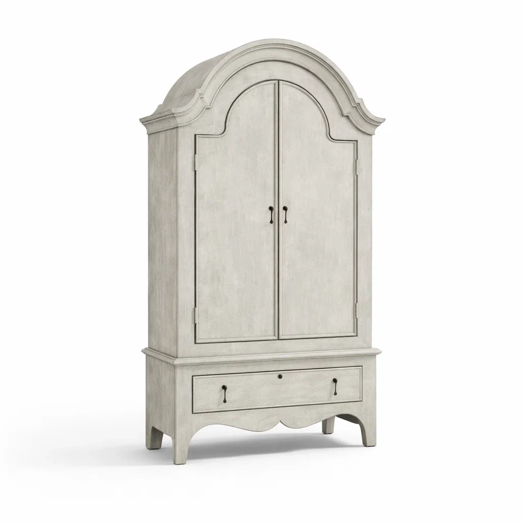 Wardrobe Wooden Double Door with Drawer Arched Top Ash Grey-CHICROOMZ
