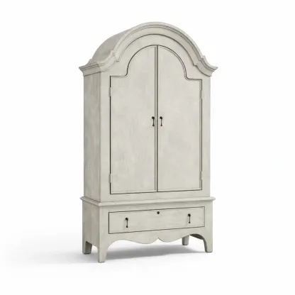 Wardrobe Wooden Double Door with Drawer Arched Top Ash Grey-CHICROOMZ