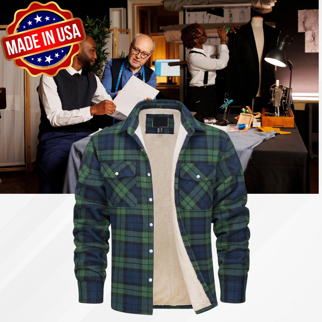 Flanellhemdjacke für Herren – Wintermantel aus Baumwolle mit Fleecefutter
