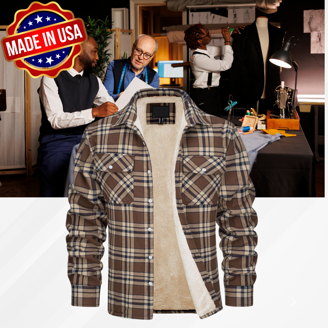 Flanellhemdjacke für Herren – Wintermantel aus Baumwolle mit Fleecefutter