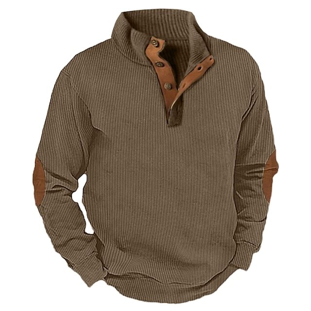 Herren Outdoor Casual Stand Kaschmir Knopf Langarm Pullover