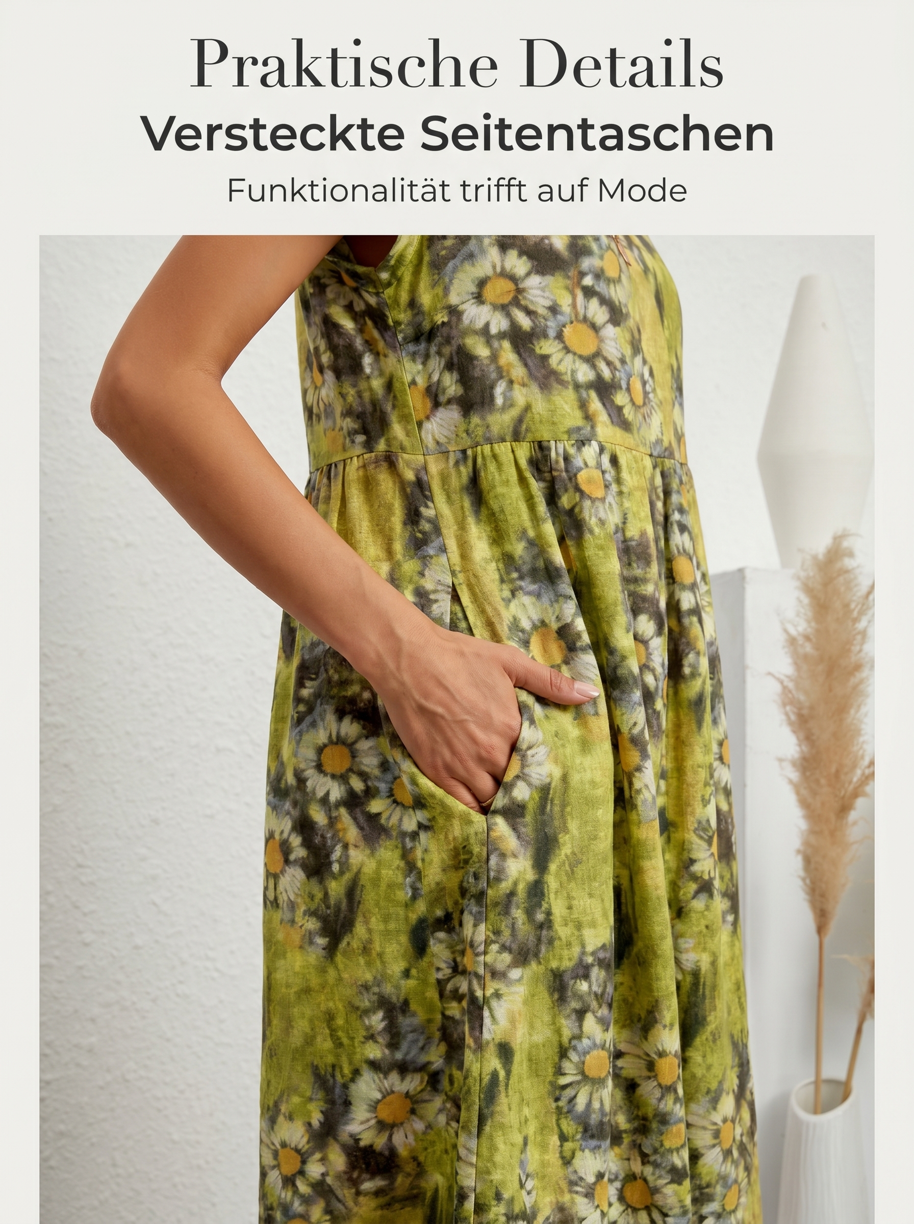 2026 Neues modisches, locker sitzendes, ärmelloses Sommerkleid aus Baumwolle mit Rundhalsausschnitt und Print für Damen