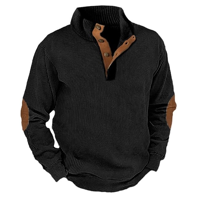 Herren Outdoor Casual Stand Kaschmir Knopf Langarm Pullover