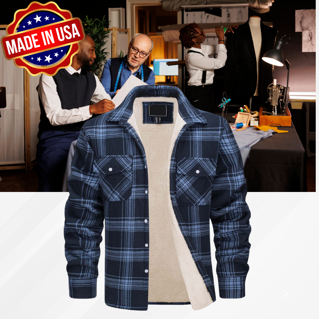 Flanellhemdjacke für Herren – Wintermantel aus Baumwolle mit Fleecefutter