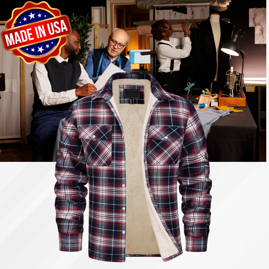 Flanellhemdjacke für Herren – Wintermantel aus Baumwolle mit Fleecefutter