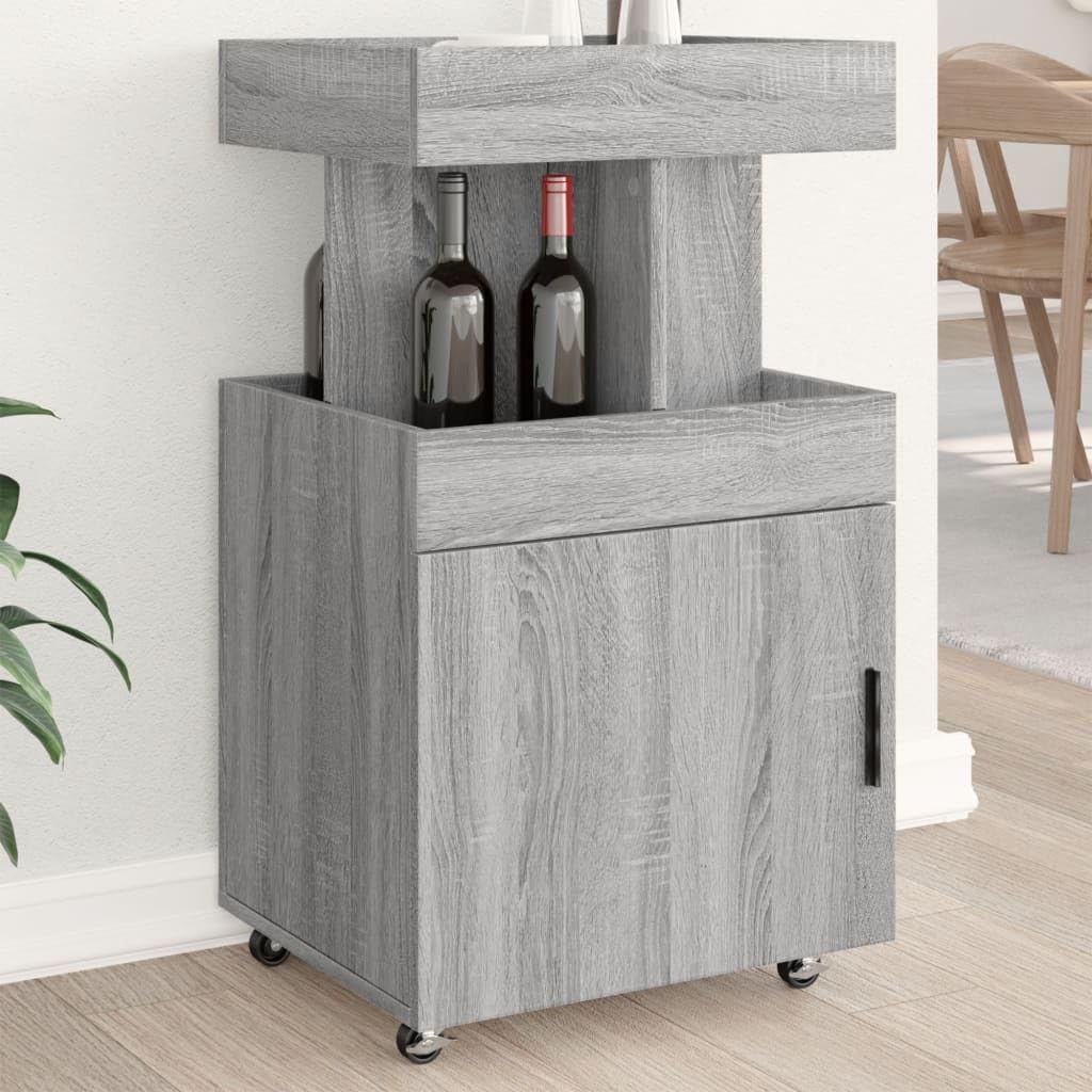 AJJHUUKI Mobilier de jardin chariot de bar gris Sonoma 50 x 41 x 89 cm montage au sol-Luxemybase