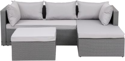 CONCEPT USINE Salon de Jardin LECCI 4 Places en Résine Tressée Gris et Gris Clair, Canapé d’Angle Réversible avec Pouf, 202 x 69 x 63 cm, 330 kg max, 43 kg, Assemblage requis-Luxemybase