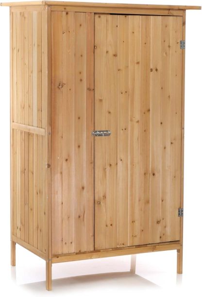 Wiltec Abri de jardin en bois verni 91 x 58,5 x 150 cm Toit PVC étanche 1 porte Cabane de rangement pour outils Jardin Terrasse Balcon-Luxemybase
