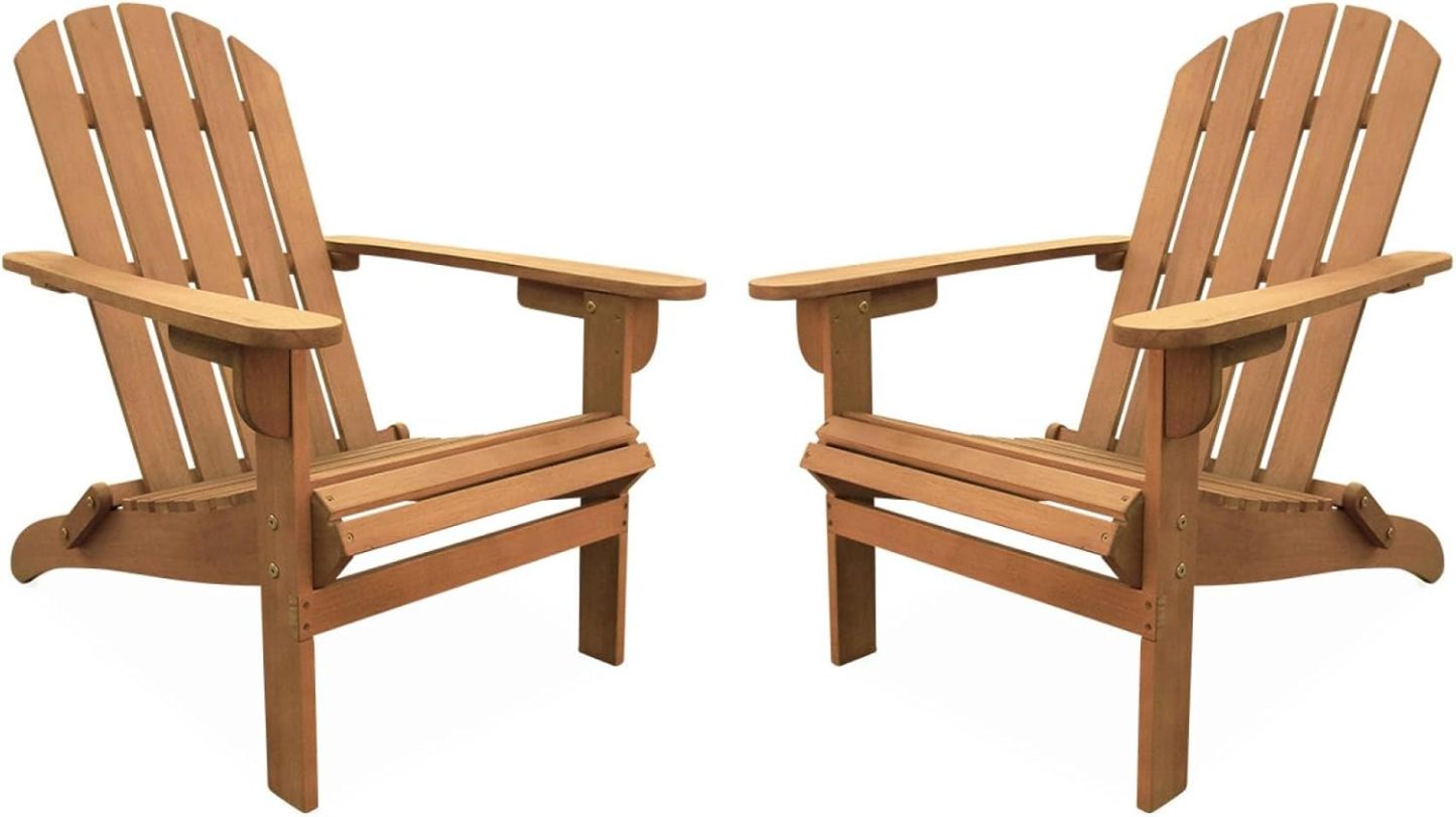 Alice's Garden Lot de 2 fauteuils de jardin Adirondack Salamanca en eucalyptus marron, style rétro-Luxemybase