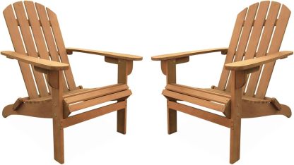 Alice's Garden Lot de 2 fauteuils de jardin Adirondack Salamanca en eucalyptus marron, style rétro-Luxemybase