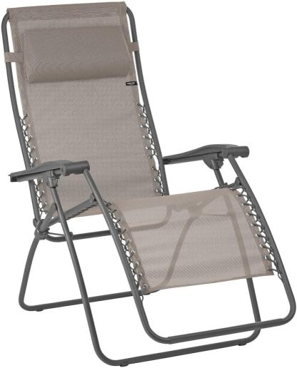 LAFUMA MOBILIER Fauteuil Relax RSXA Zéro Gravité Pliable Chaise Longue Multiposition Acier Batyline Jardin Terrasse Châtaigne-Luxemybase
