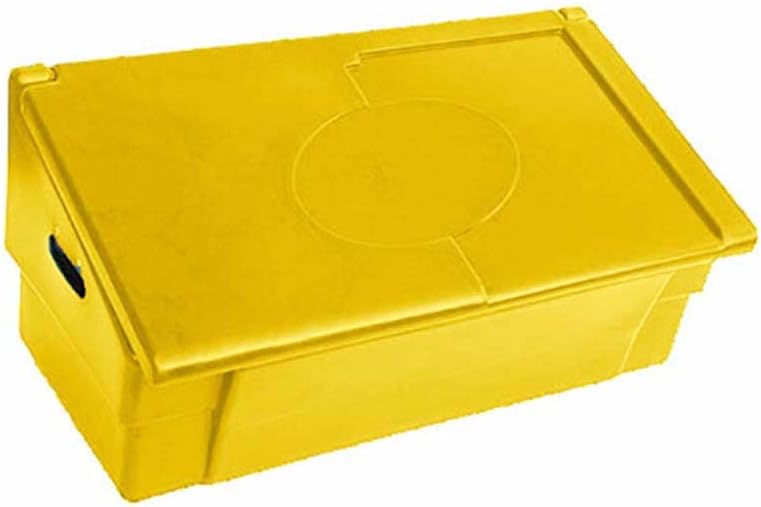Coffre de rangement multiusage intérieur extérieur 100 L Jaune en PEHD Plastique Rectangulaire Résistant à l’eau Fabrication française-Luxemybase