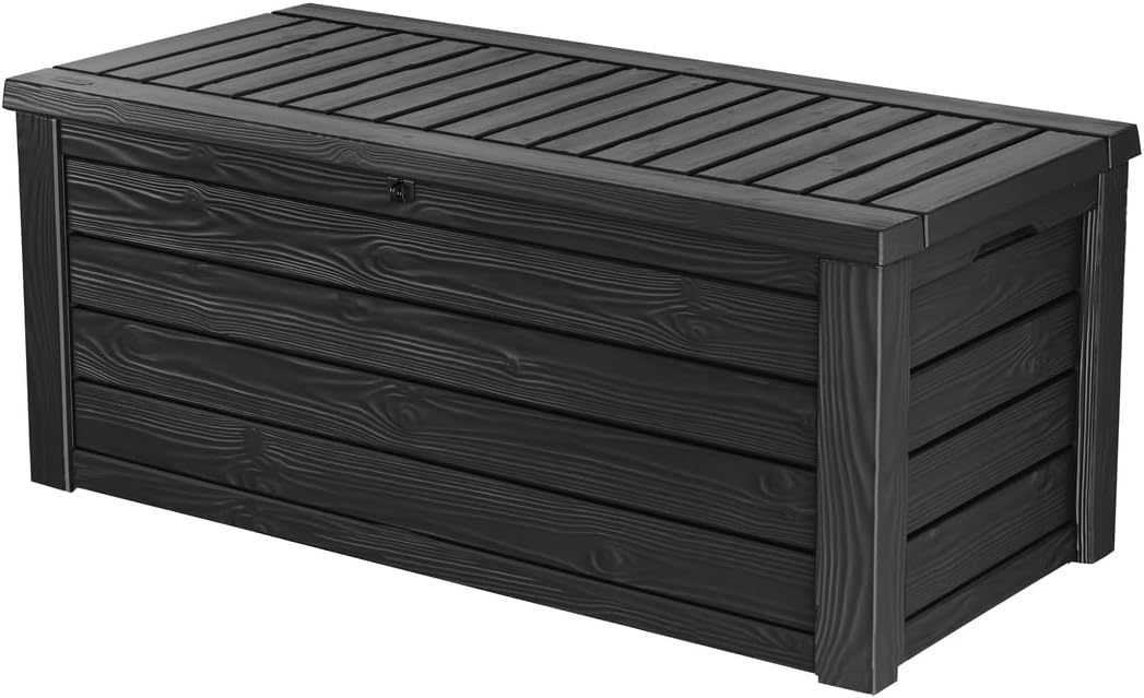 Keter Coffre de rangement Westwood 570 L Graphite en résine 155 x 72,4 x 64,4 cm Imperméable Couvercle rabattable Jardin-Luxemybase