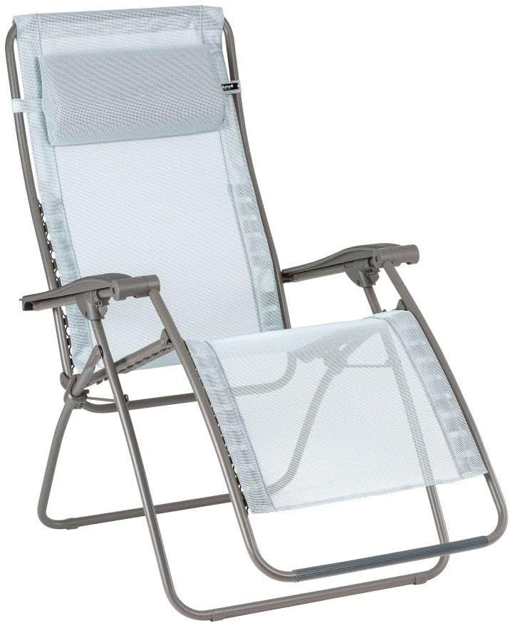 Lafuma MOBILIER Fauteuil Relax Zéro Gravité RSXA Clip bleu ciel, transat pliant multiposition en acier avec toile Batyline résistante, confort extérieur-Luxemybase