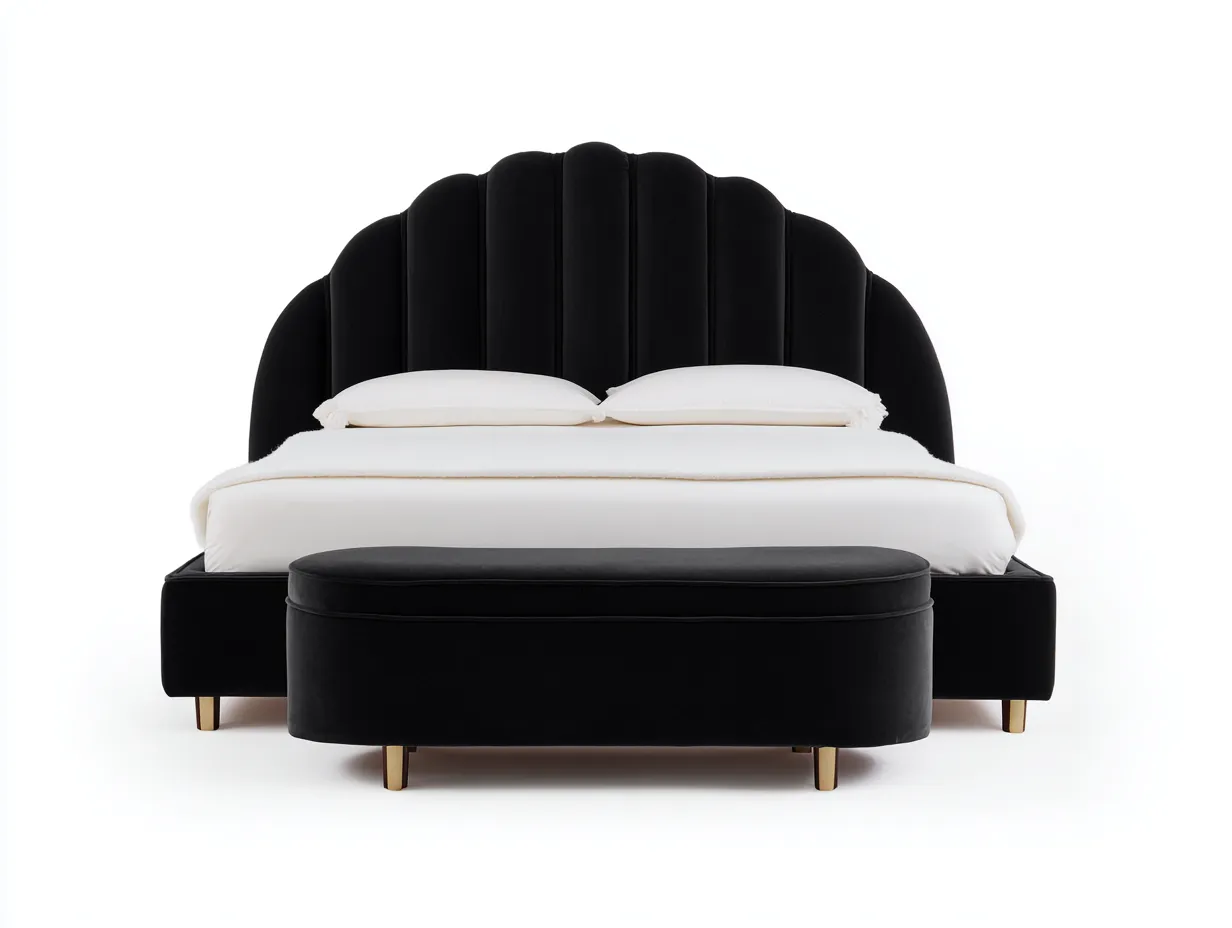 Lit double en tissu 200x160x110 cm - Noir - Design moderne pour chambre-Luxemybase