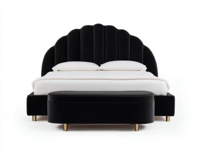 Lit double en tissu 200x160x110 cm - Noir - Design moderne pour chambre-Luxemybase