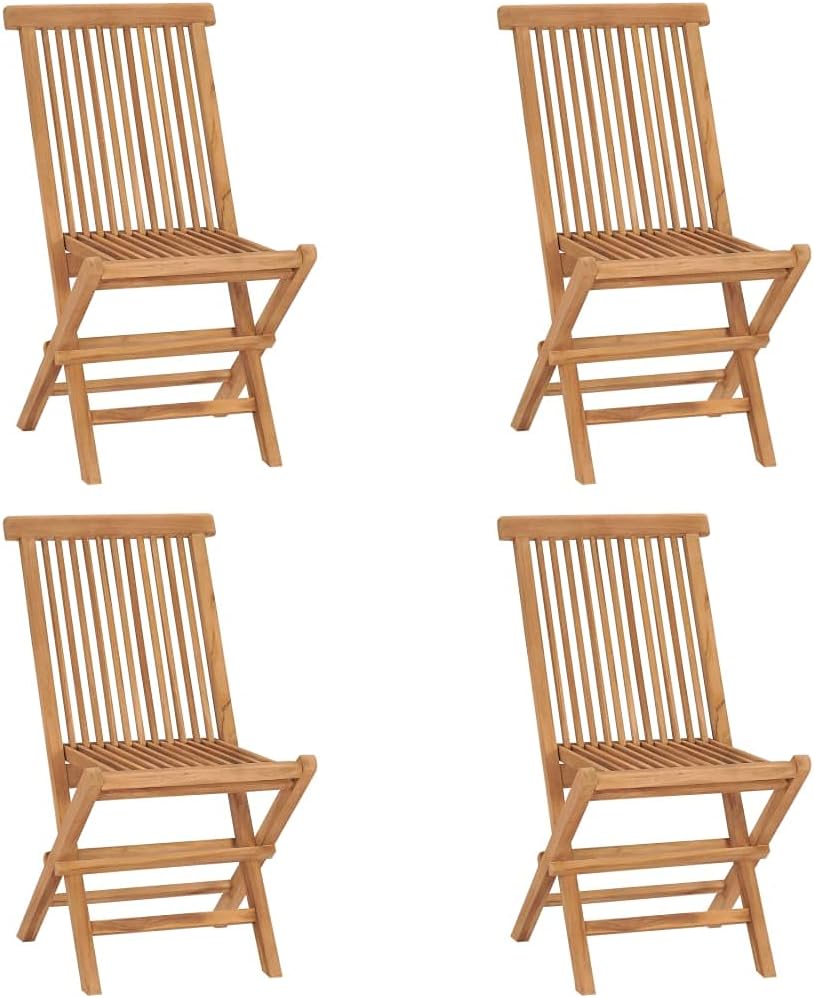 vidaXL Lot de 4 chaises de jardin pliables en bois de teck massif, dossier ouvert, 62 x 46 x 90 cm, charge max 110 kg-Luxemybase