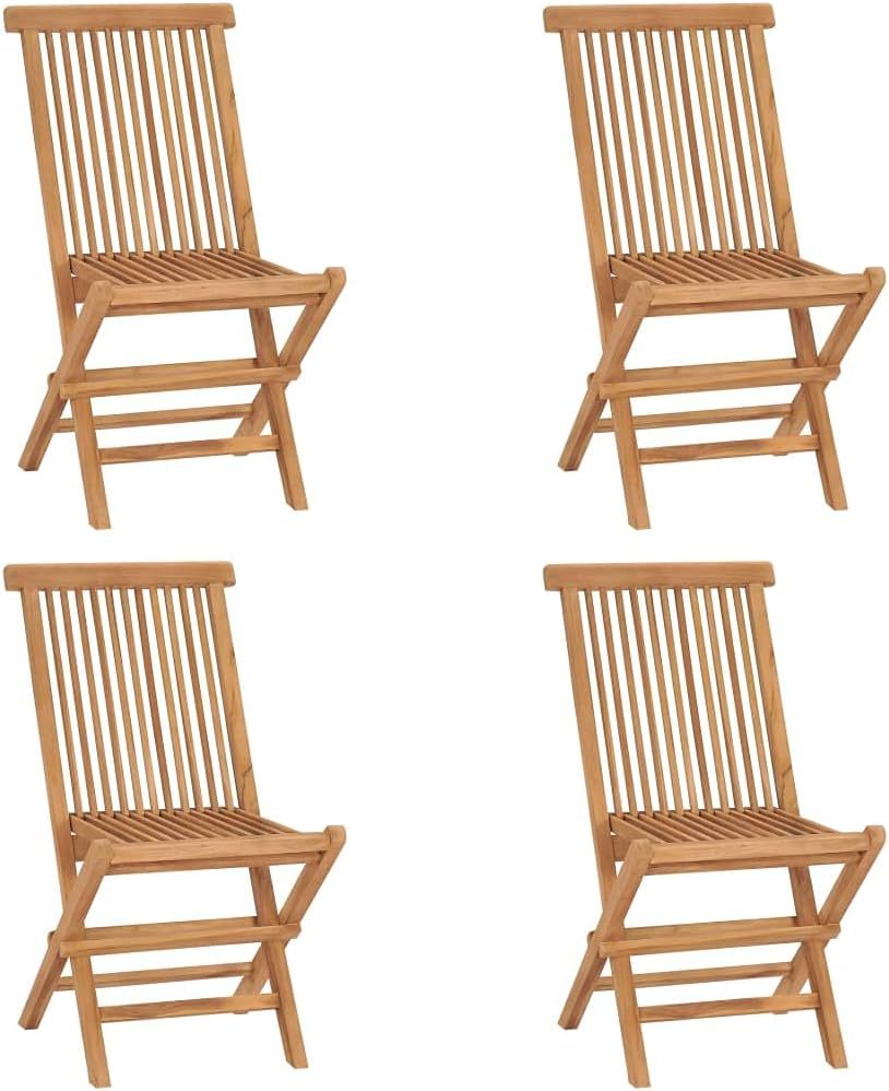 vidaXL Lot de 4 chaises de jardin pliables en bois de teck massif, dossier ouvert, 62 x 46 x 90 cm, charge max 110 kg-Luxemybase