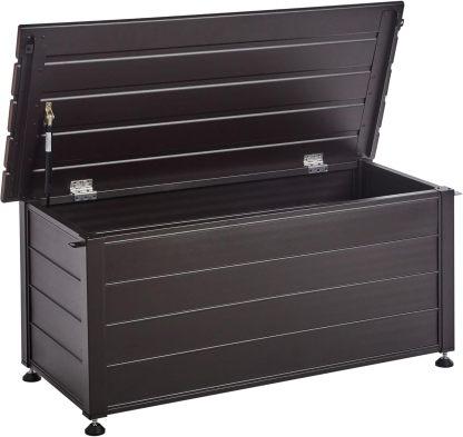 Beliani Campalto Coffre d’Extérieur 190 L 113x50x52 cm Aluminium Marron Imperméable Moderne-Luxemybase