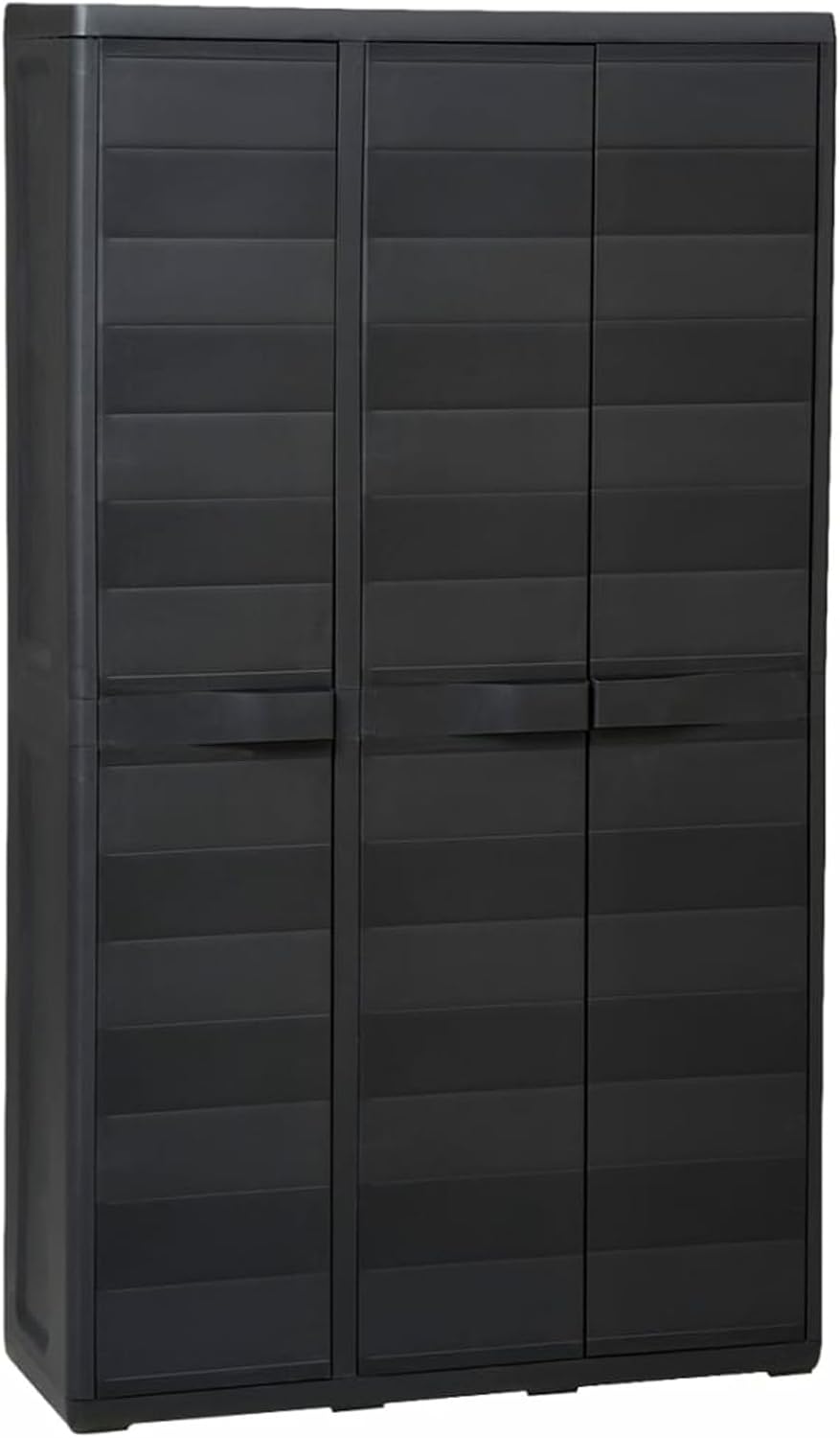 Rantry Armoire de rangement de jardin 97 x 38 x 171 cm Noir en polypropylène avec 4 étagères 3 portes Rectangulaire Montage au sol Coffre de terrasse extérieur-Luxemybase