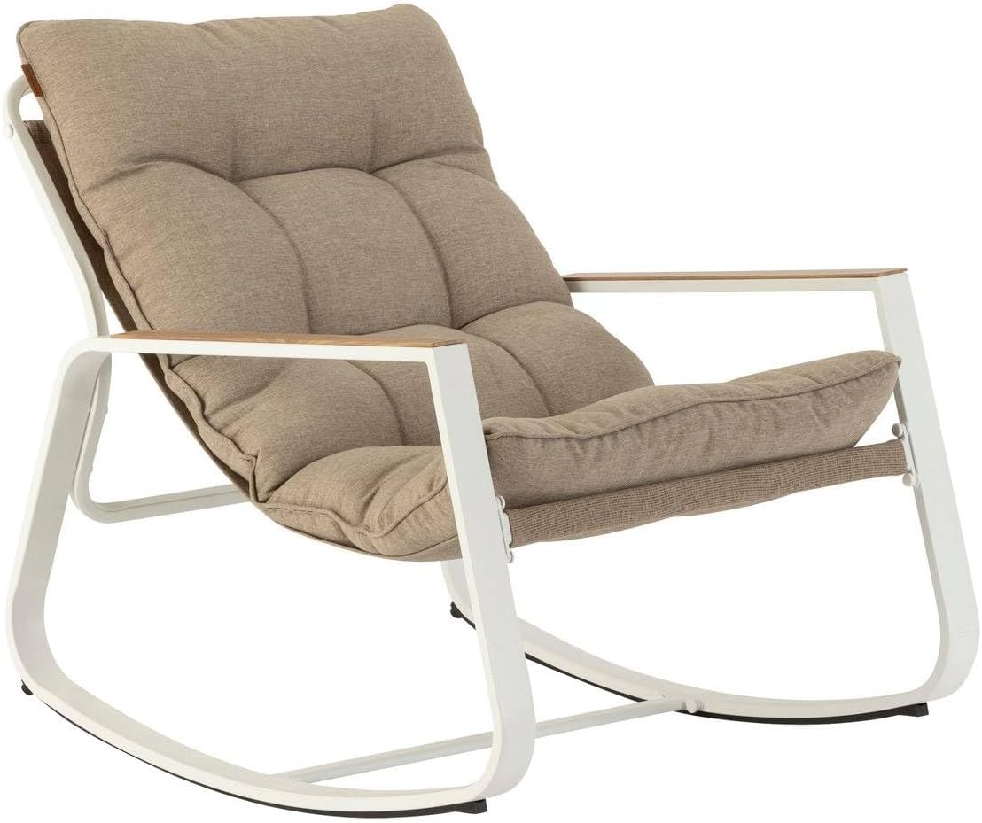 Hespéride Fauteuil à bascule Felinio taupe en acier traité époxy anti-rouille, 73 x 79,5 x 104 cm-Luxemybase