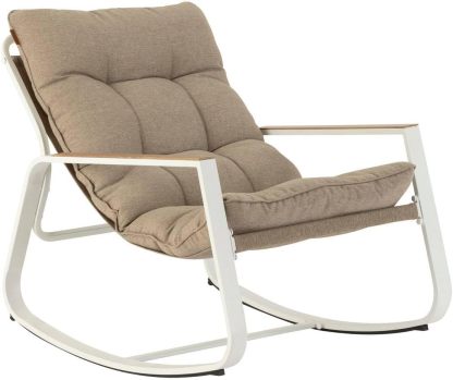 Hespéride Fauteuil à bascule Felinio taupe en acier traité époxy anti-rouille, 73 x 79,5 x 104 cm-Luxemybase