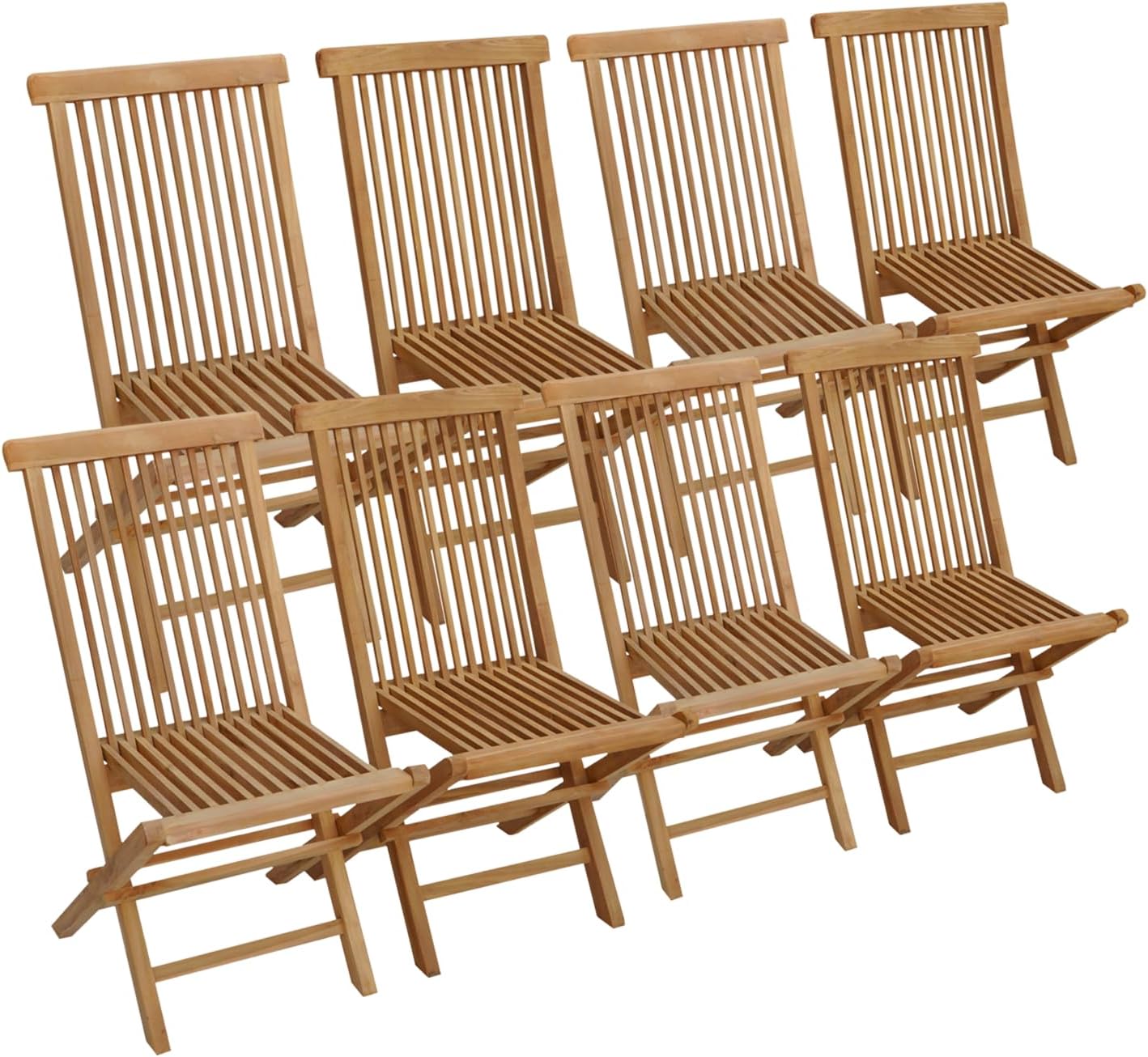 Happy Garden Lot de 8 chaises de jardin pliantes Lombok en teck, 45 x 40 x 90 cm-Luxemybase