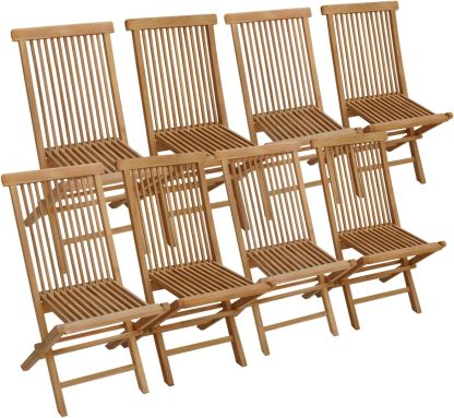 Happy Garden Lot de 8 chaises de jardin pliantes Lombok en teck, 45 x 40 x 90 cm-Luxemybase