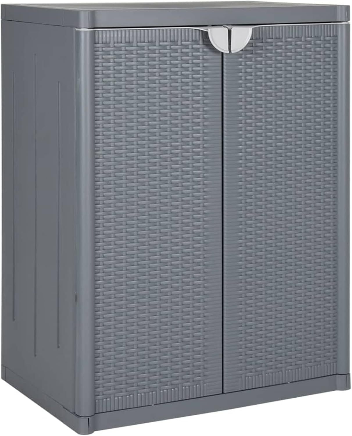 Homgoday Armoire de Rangement Jardin 65x45x88 cm Gris Rotin PP 2 Étagères Rectangulaire-Luxemybase