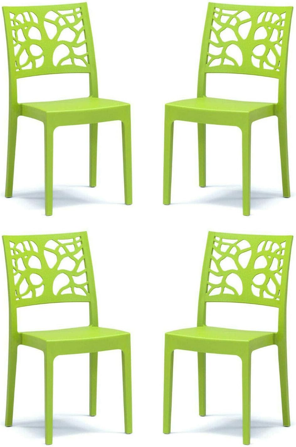 Liberoshopping Lot de 4 chaises TETI vertes empilables en polypropylène pour intérieur et extérieur, 46 x 42 x 87 cm-Luxemybase
